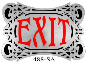 Fancy 1920's-Style Oval Aluminum Face Exit Sign (488-SA)